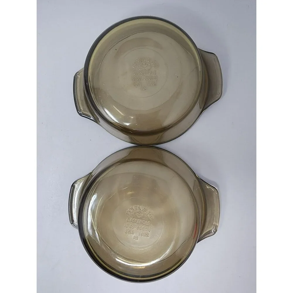 Vintage‎ Lovenware Amber Glass Casserole Dishes & Bowls Set Of 4 With Handles